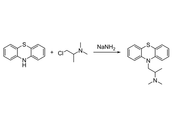 Sơ đồ tổng hợp promethazine: đi từ phenothiazine và 2-(N-dimethylamino)1-cloropropan.