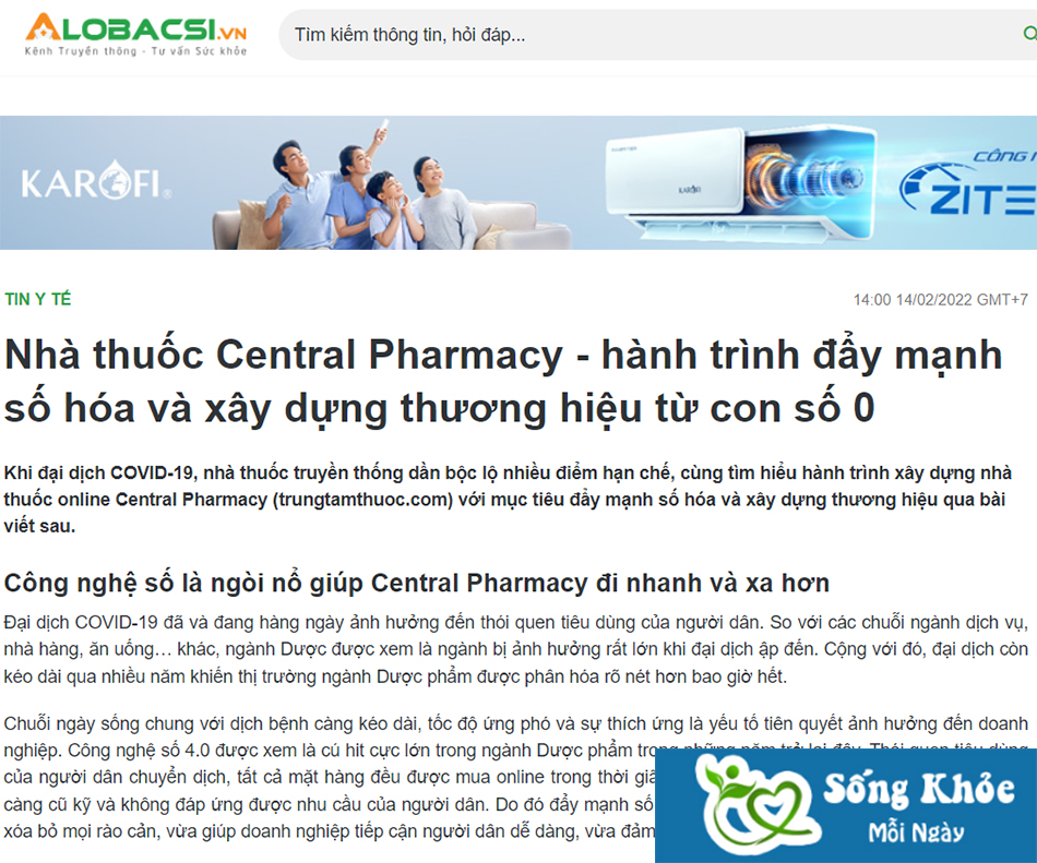 Báo Alobacsi: Nhà thuốc Central Pharmacy - hành trình đẩy mạnh số hóa và xây dựng thương hiệu từ con số 0