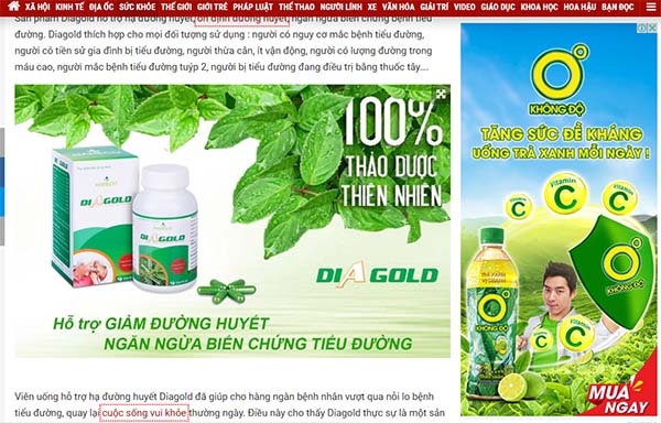 Đánh giá sản phẩm Diagold trên báo Tiền Phong