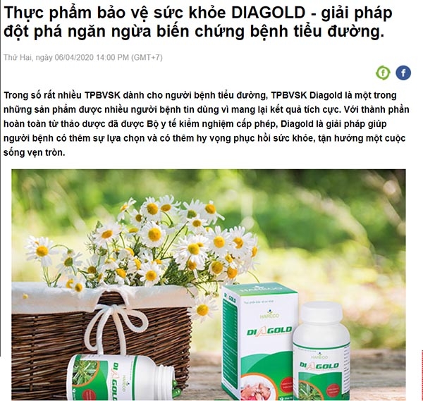 Đánh giá sản phẩm Diagold trên báo 24h