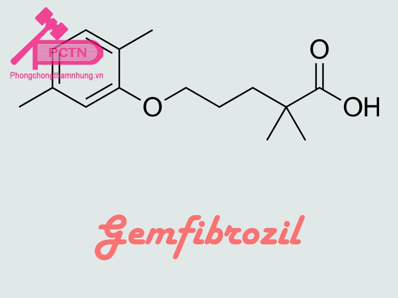 Công thức hóa học của Gemfibrozil, một chất gây tương tác với thuốc Astmodil