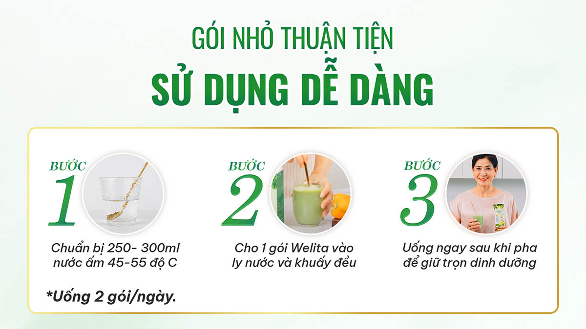 Bữa ăn thay thế Welita dạng gói tiện lợi, dễ dàng sử dụng