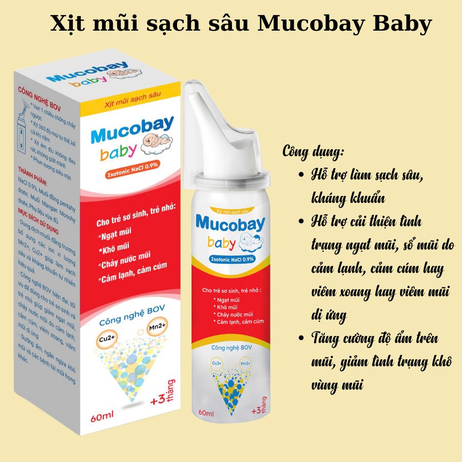 Xịt mũi sạch sâu Mucobay Baby