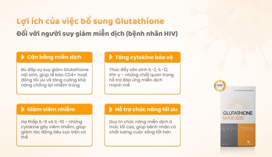 Lợi ích của việc bổ sung Glutathione đối với người suy giảm miễn dịch