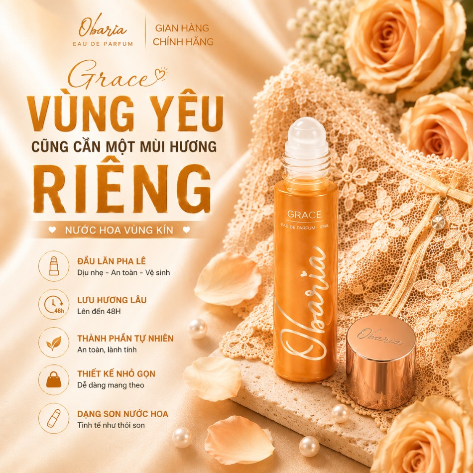 Son nước hoa vùng kín Obaria Grace - Dịu nhẹ an toàn