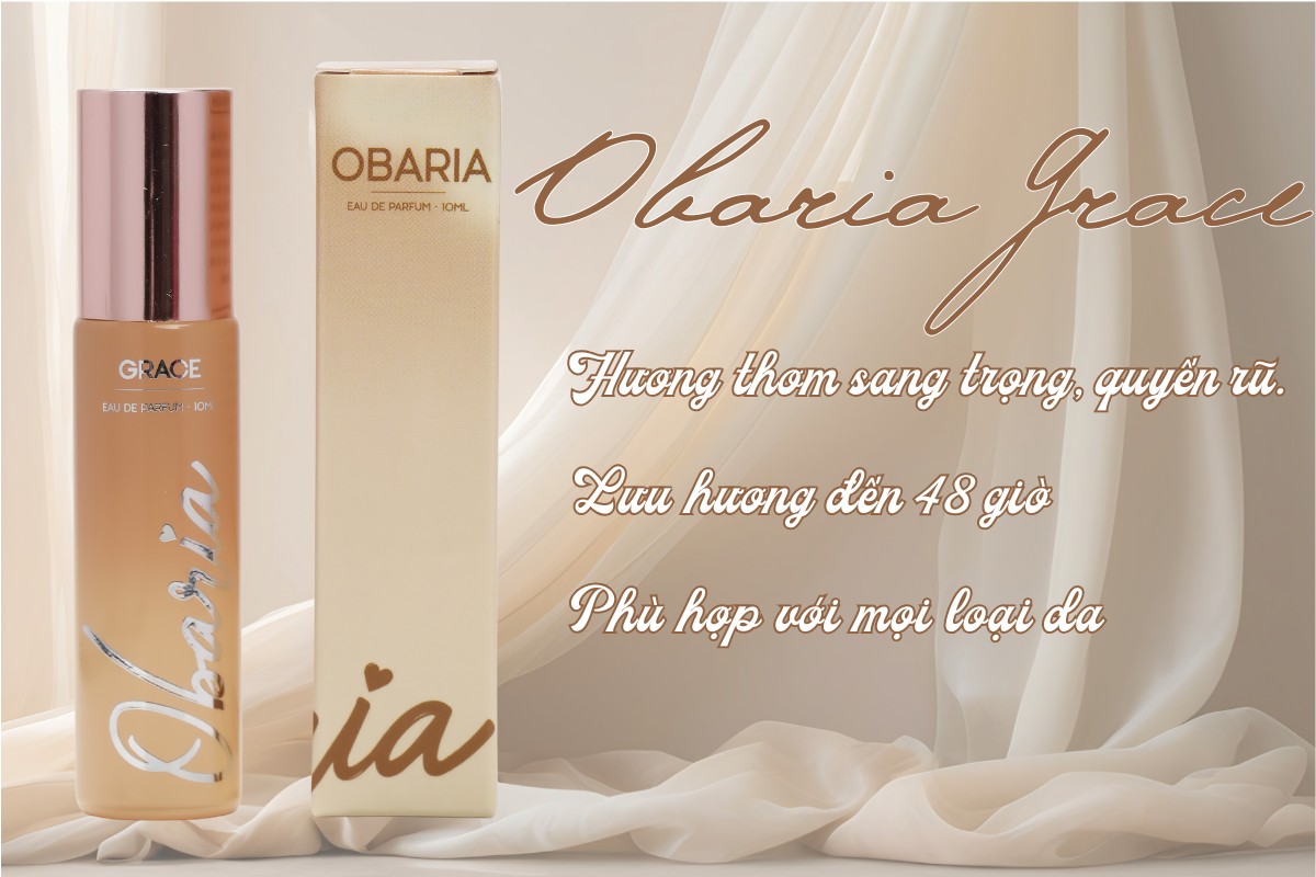 Nước hoa vùng kín Obaria Grace giúp mang đến hương thơm sang trọng, tinh tế và quyến rũ, lưu hương bền lâu, tạo cảm giác thơm mát dễ chịu suốt ngày dài