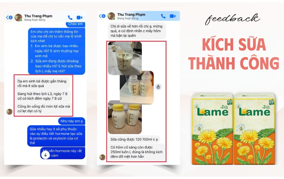Chia sẻ từ mẹ bỉm đã cải thiện nguồn sữa khi kết hợp sử dụng Trà Lame