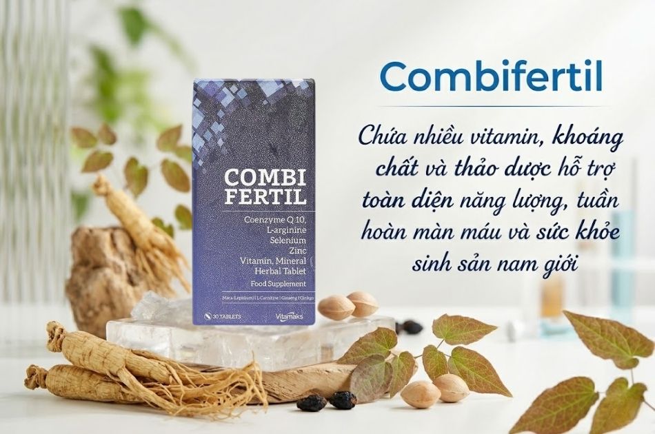 Combifertil chứa nhiều vitamin, khoáng chất, thảo dược giúp tăng cường sức khỏe sinh lý nam giới