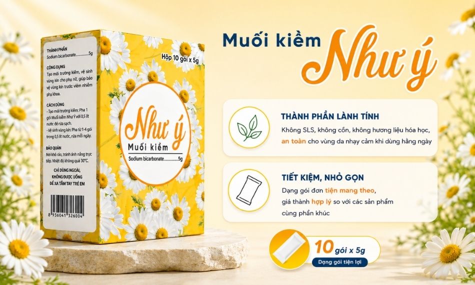 Muối kiềm Như Ý hỗ trợ cân bằng pH và vệ sinh vùng kín tại nhà