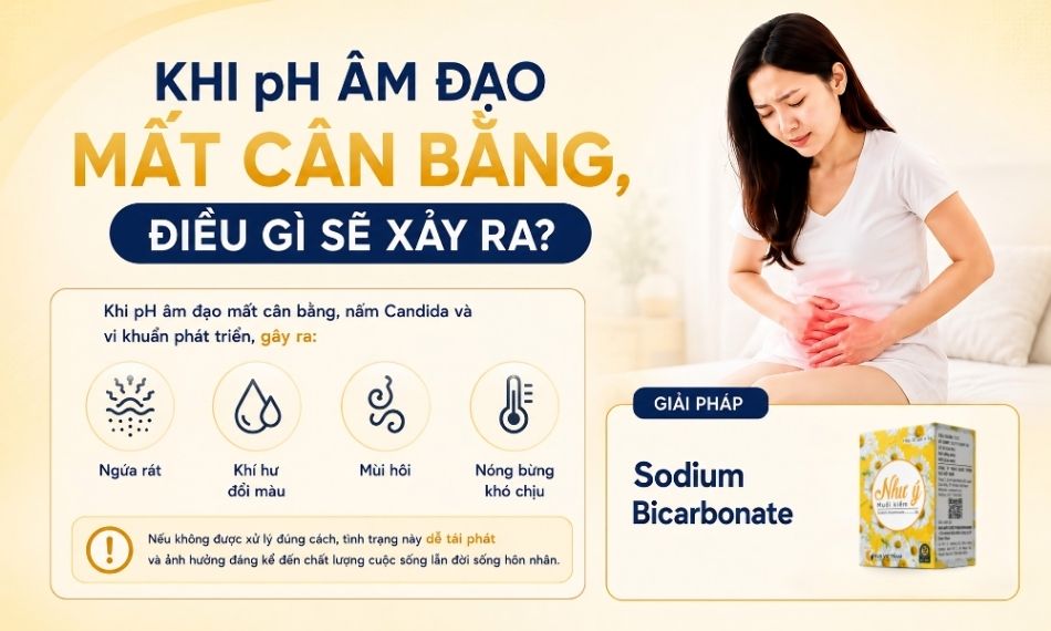 Mất cân bằng pH âm đạo không chỉ gây khó chịu mà còn kéo theo nhiều nguy cơ cho sức khỏe vùng kín